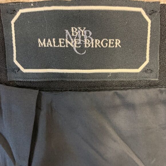 Malene Birger Black ivory white pleated check houndstooth pencil skirt pockets - Picture 7 of 13